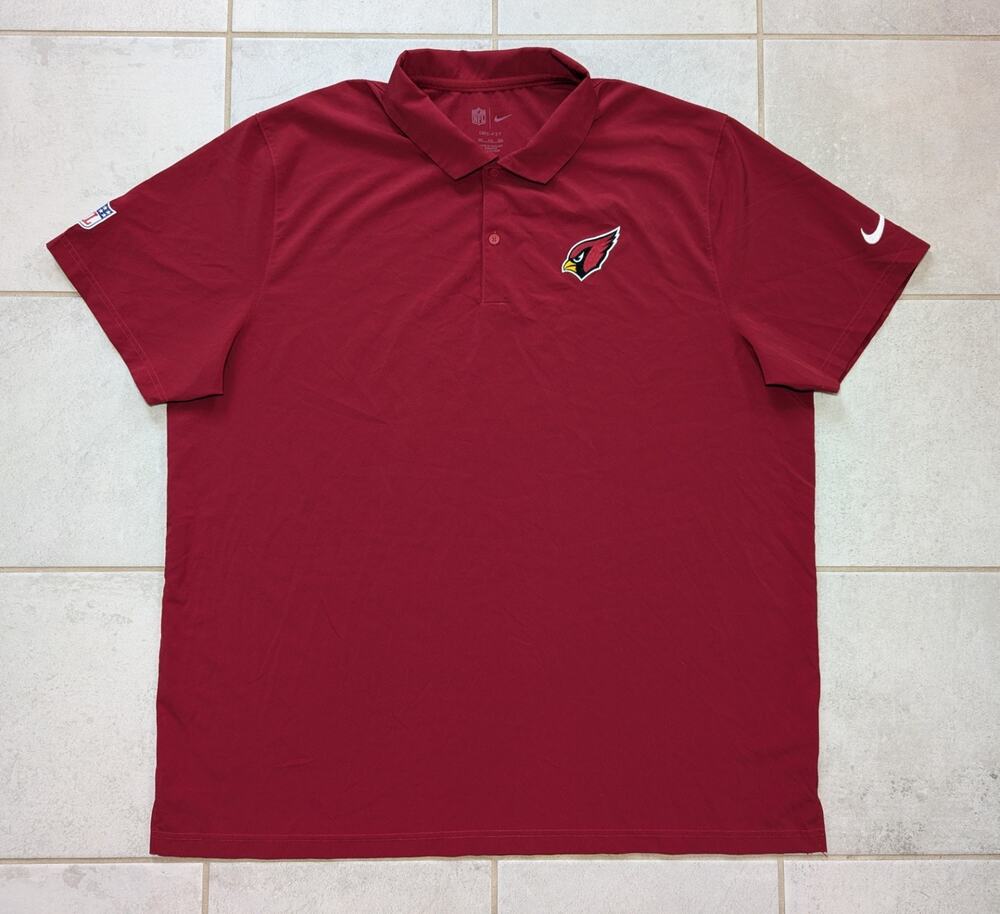 Nike Men's XXL Arizona Cardinals Polo Shirt NFL Dri Fit Red Team Issue Stretch